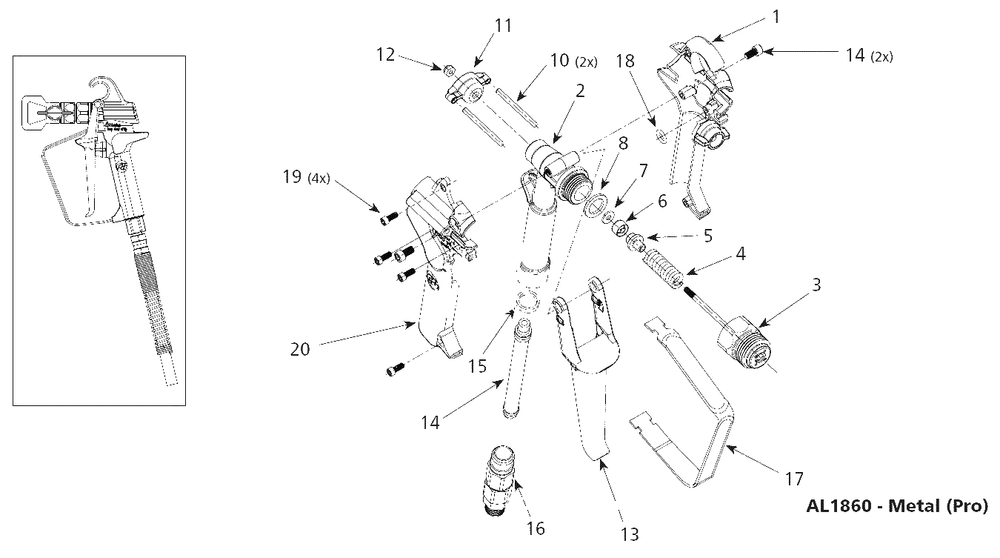 Spray-Gun Parts Diagram and Parts List for PS270D  Campbell Hausfeld Paint Sprayer